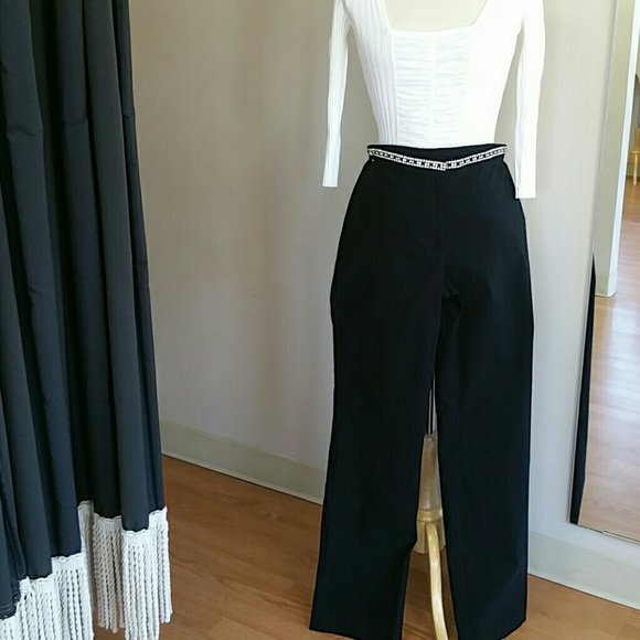 Black pants with rhinestones waist - Picture 2 of 5